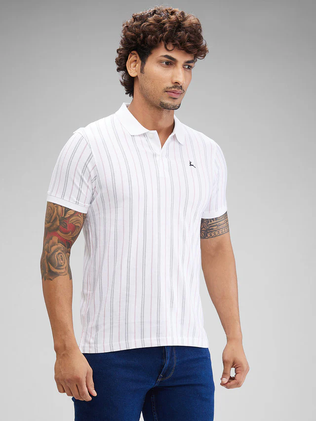 Parx White Printed Regular Fit Cotton T-Shirt - Image 2