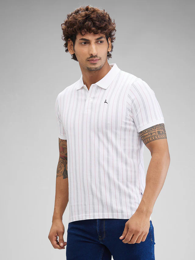 Parx White Printed Regular Fit Cotton T-Shirt - Image 3