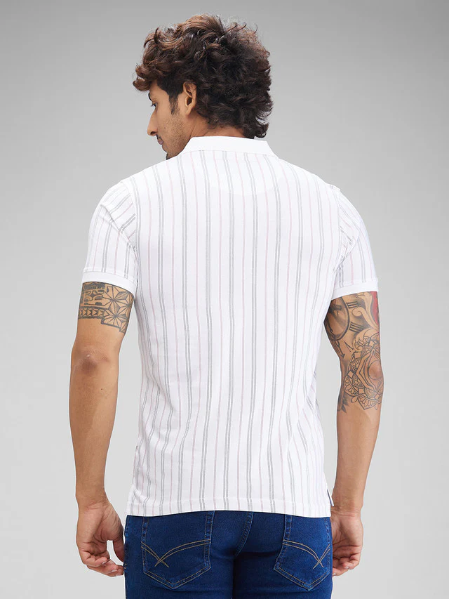 Parx White Printed Regular Fit Cotton T-Shirt - Image 4