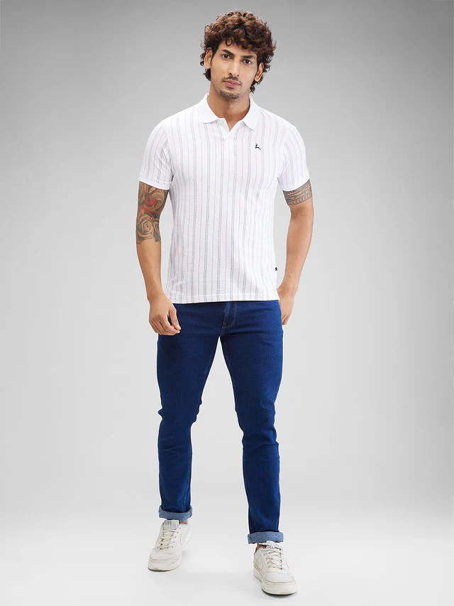 Parx White Printed Regular Fit Cotton T-Shirt - Image 5