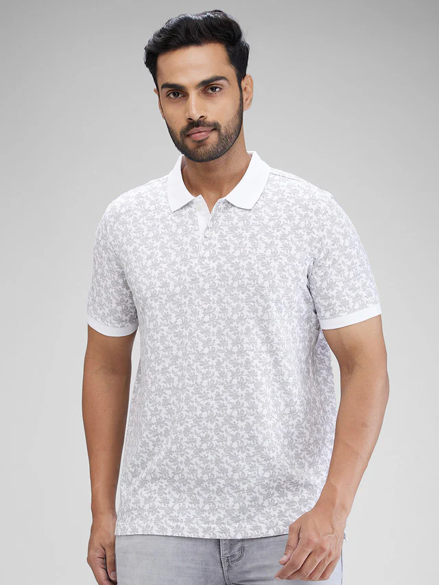 Parx White Printed Regular Fit Cotton T-Shirt