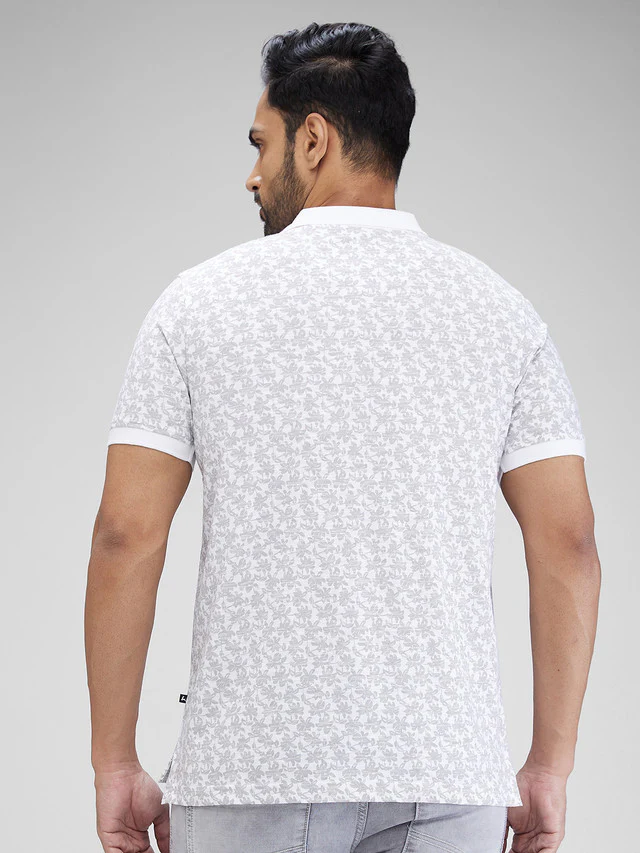 Parx White Printed Regular Fit Cotton T-Shirt - Image 4