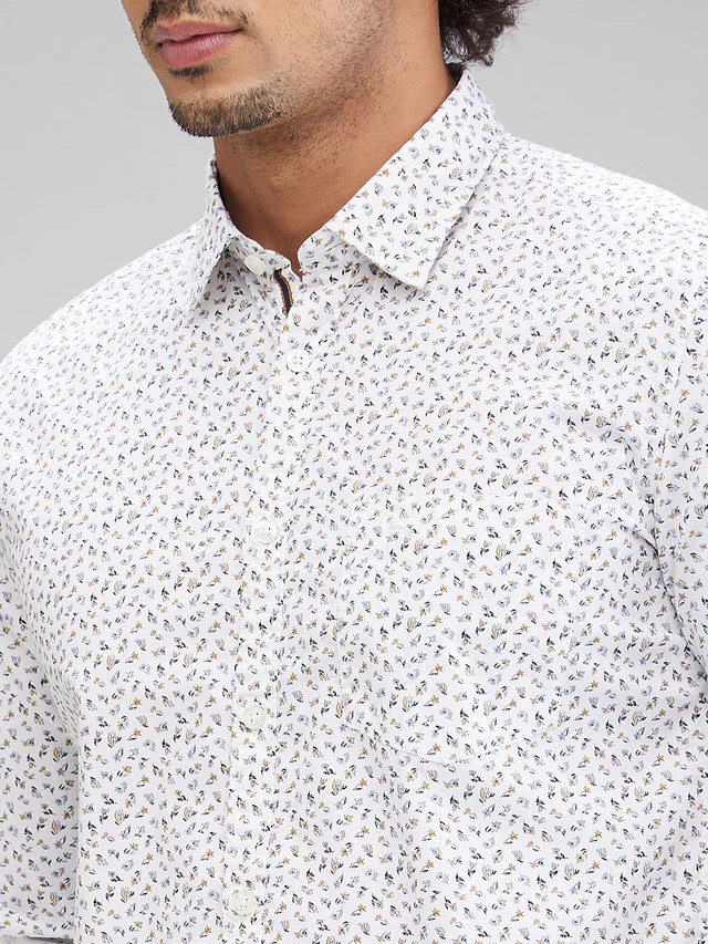 Parx White Printed Slim Fit Cotton Casual Shirt - Image 6