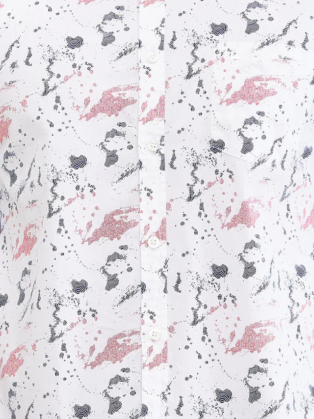 Parx White Printed Slim Fit Cotton Casual Shirt - Image 7