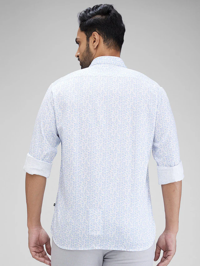 Parx White Printed Slim Fit Cotton Casual Shirt - Image 4