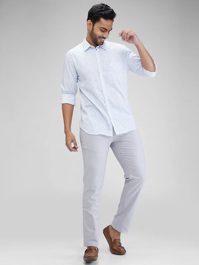 Parx White Printed Slim Fit Cotton Casual Shirt - Image 5