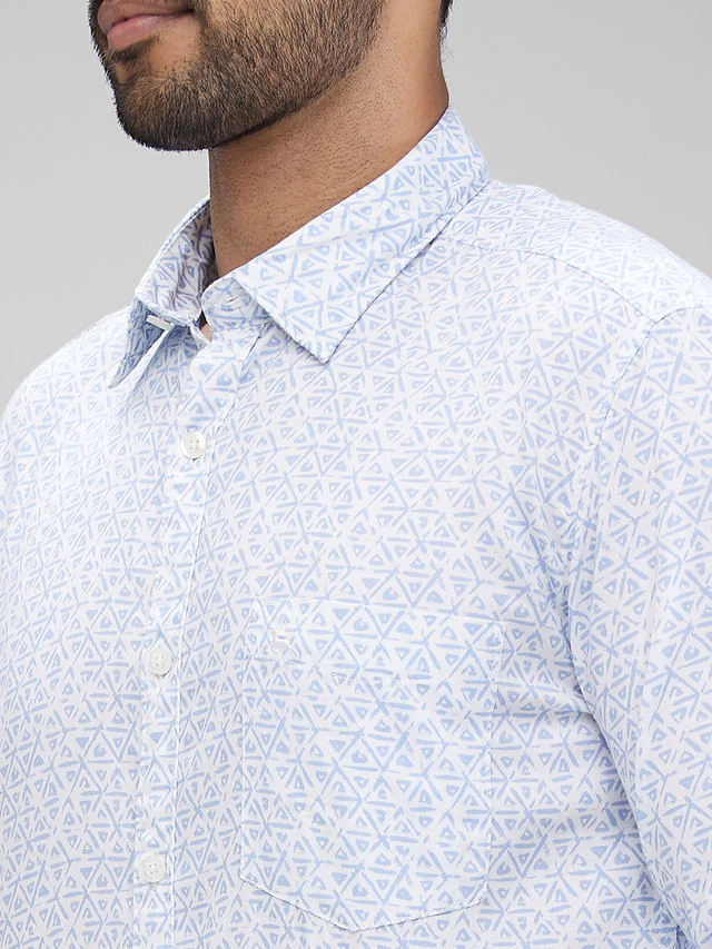 Parx White Printed Slim Fit Cotton Casual Shirt - Image 6