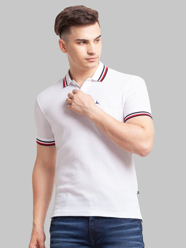 Parx White Structure Regular Fit Cotton T-Shirt