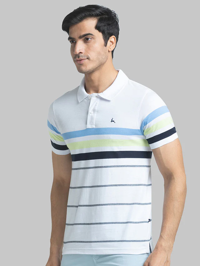 Parx White Yarn Dyed Regular Fit Cotton T-Shirt - Image 3