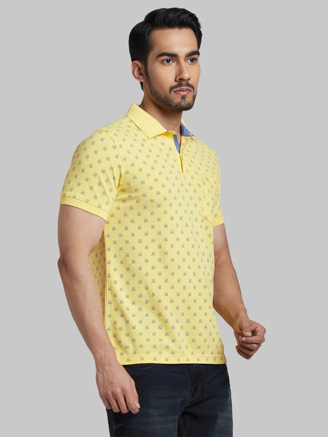 Parx Yellow Printed Regular Fit Cotton T-Shirt - Image 2