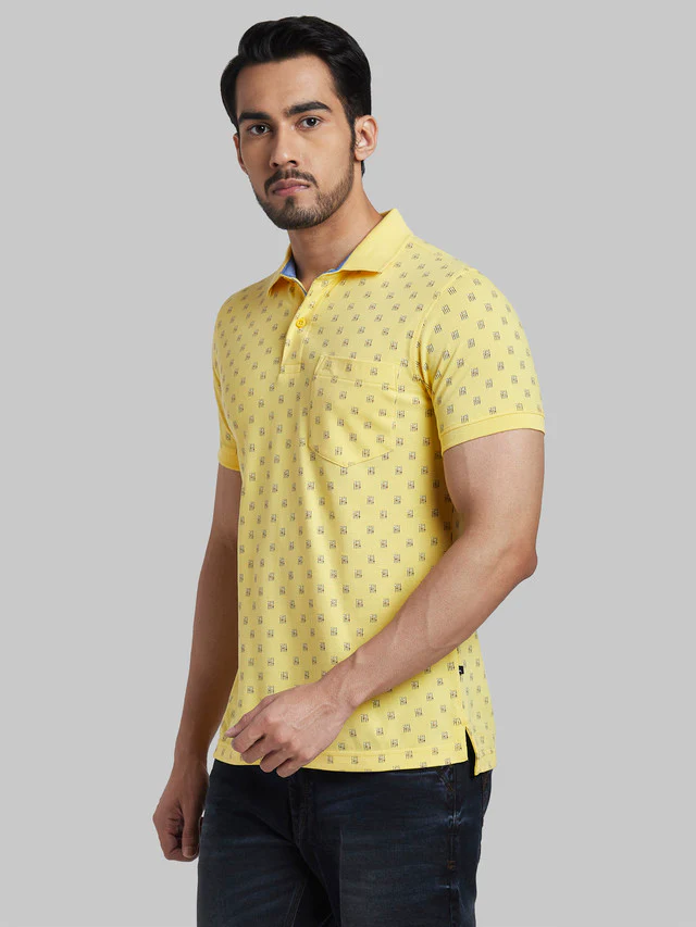 Parx Yellow Printed Regular Fit Cotton T-Shirt - Image 3