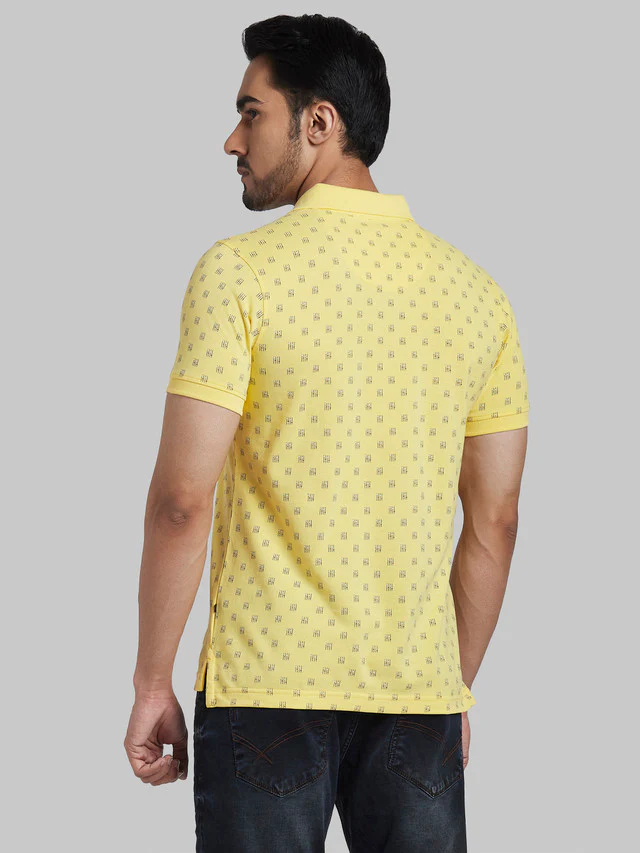 Parx Yellow Printed Regular Fit Cotton T-Shirt - Image 4