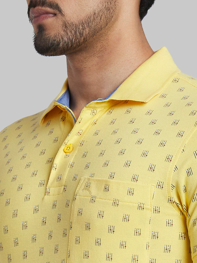 Parx Yellow Printed Regular Fit Cotton T-Shirt - Image 6