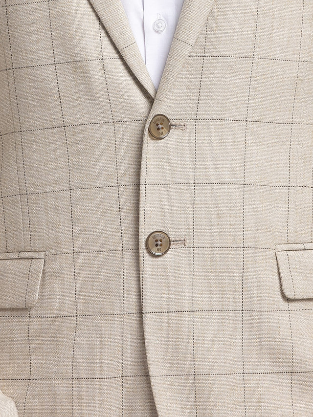 Raymond Beige Checks Slim Fit Polyester Blend Blazer - Image 7