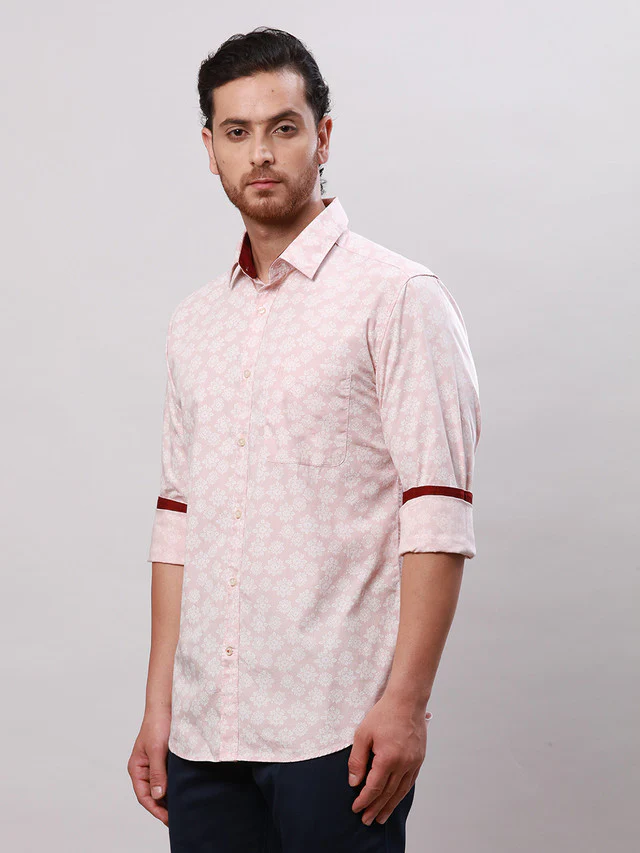 Raymond Men Brown Printed Slim Fit Cotton Casual Shirt - Image 3