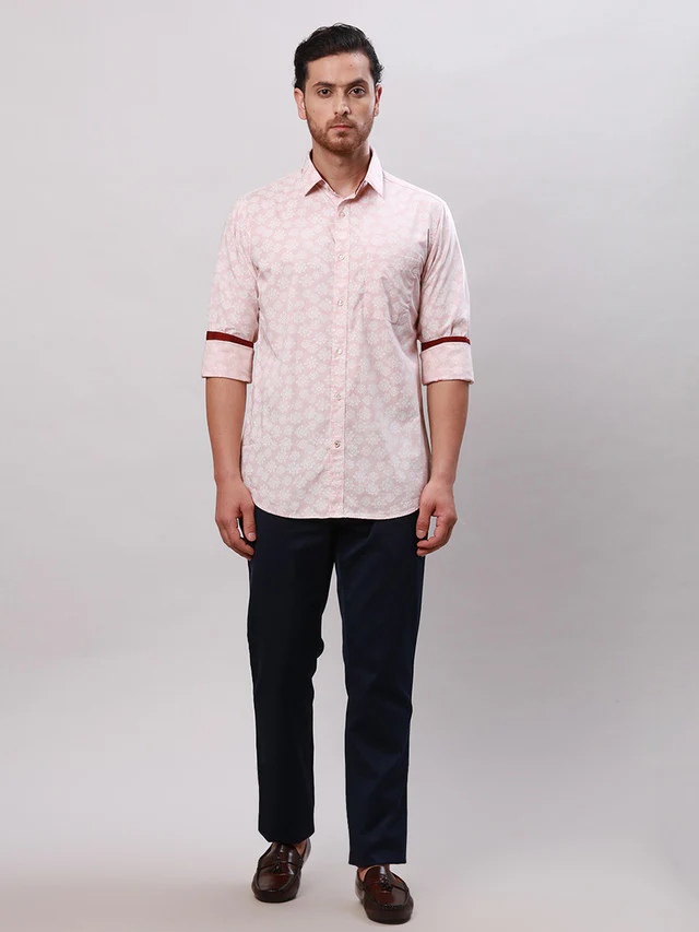 Raymond Men Brown Printed Slim Fit Cotton Casual Shirt - Image 5
