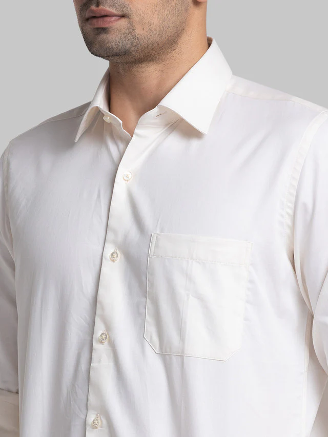 Raymond Beige Solid Contemporary Fit Cotton Formal Shirt - Image 6