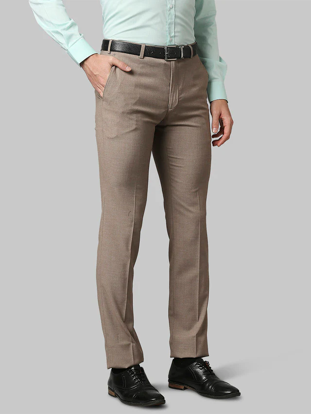 Raymond Beige Solid Slim Fit Polyester Blend Trouser - Image 2