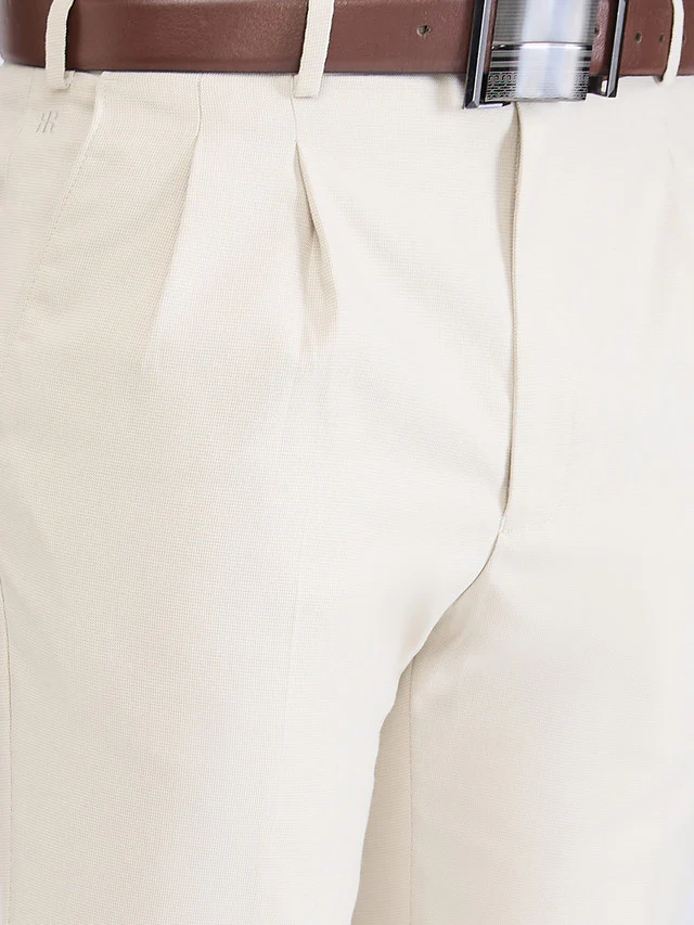 Raymond Beige Structure Classic Fit Polyester Blend Trouser - Image 6