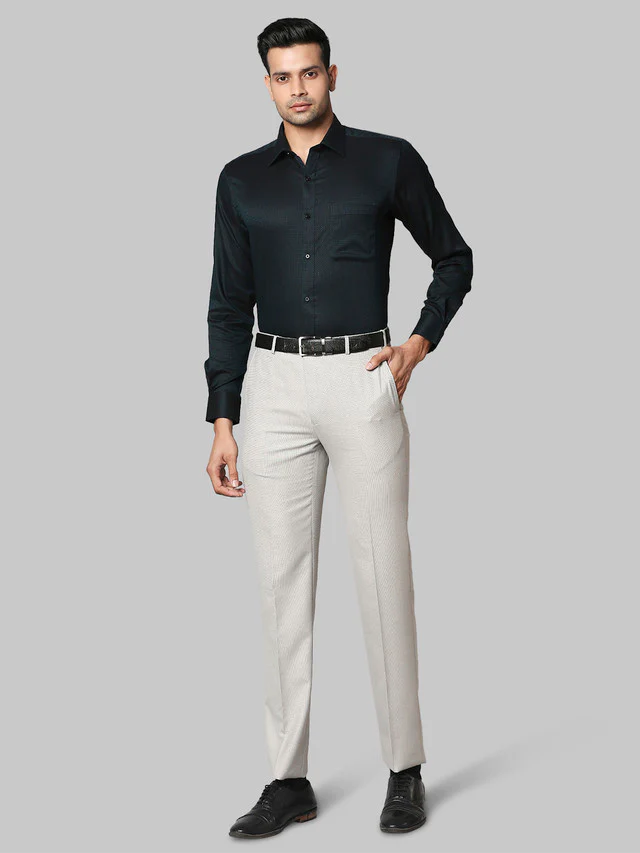 Raymond Beige Structure Contemporary Fit Polyester Blend Trouser - Image 5
