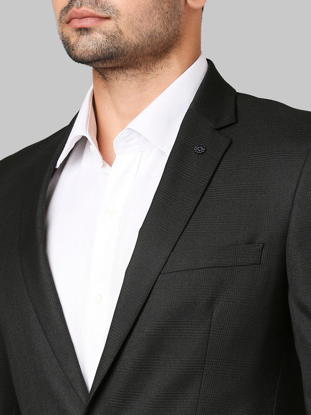 Raymond Black Checks Contemporary Fit Polyester Blend Blazer - Image 6