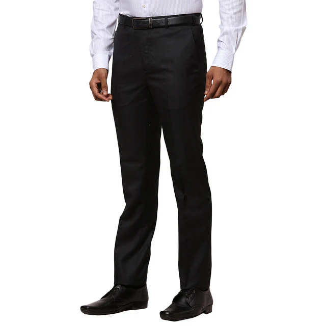 Raymond Black Checks Contemporary Fit Polyester Blend Trouser - Image 3