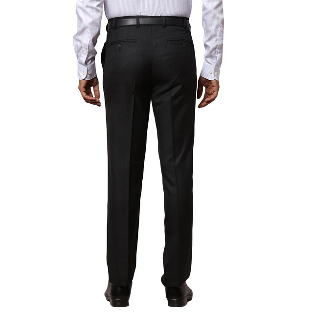 Raymond Black Checks Contemporary Fit Polyester Blend Trouser - Image 4