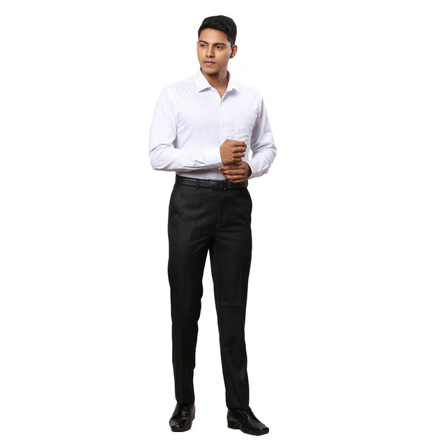 Raymond Black Checks Contemporary Fit Polyester Blend Trouser - Image 5