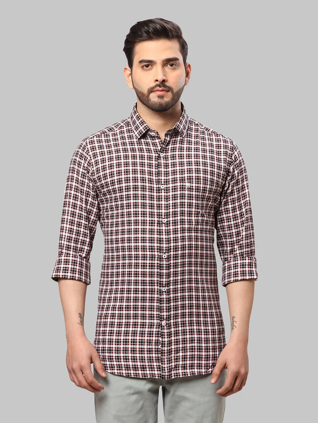 Raymond Black Checks Slim Fit Cotton Casual Shirt