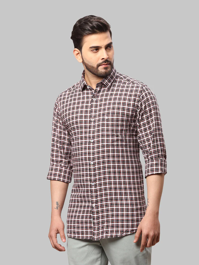 Raymond Black Checks Slim Fit Cotton Casual Shirt - Image 3