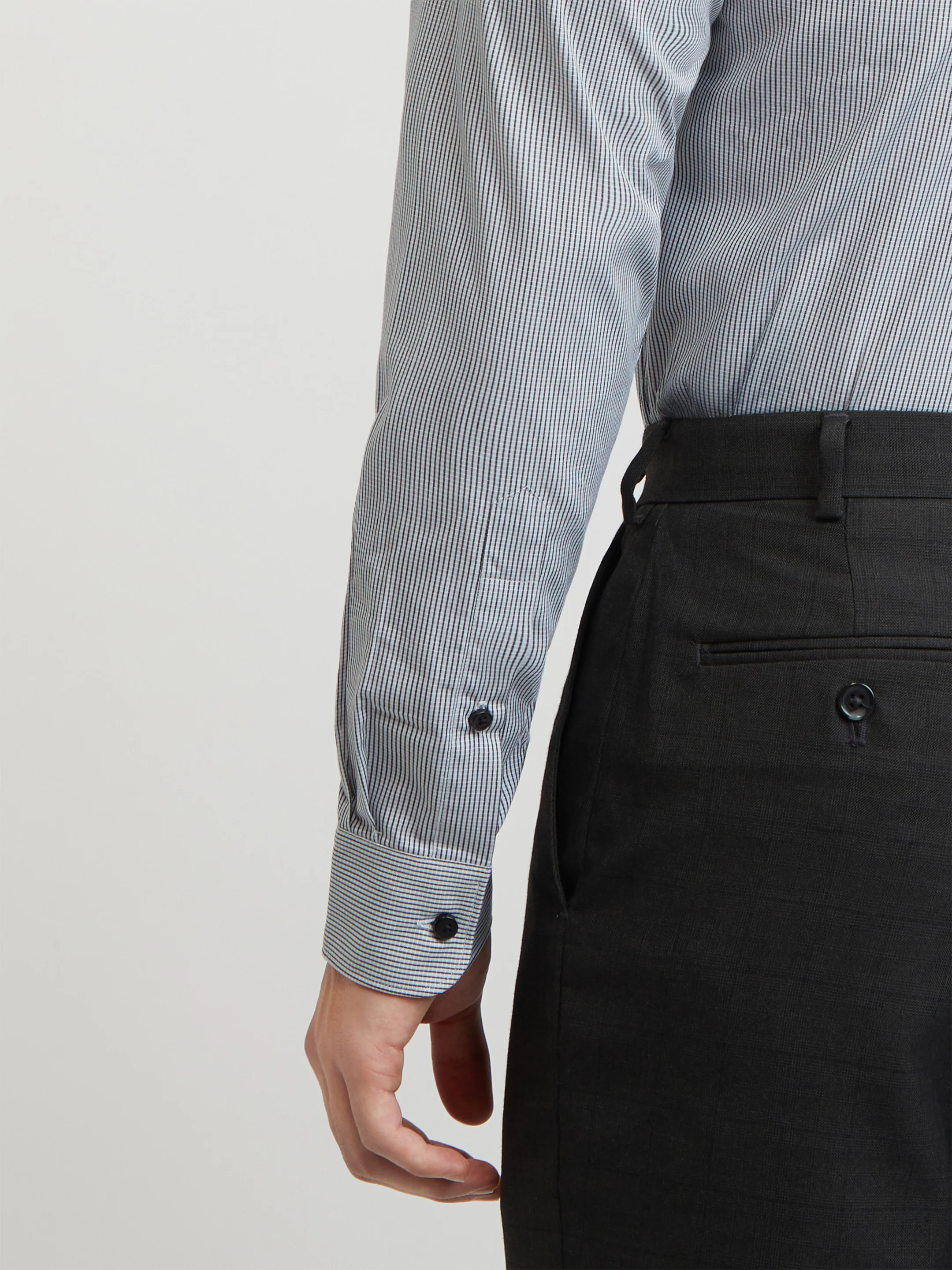 Raymond Men Grey Checks Slim Fit Cotton Formal Shirt - Image 7