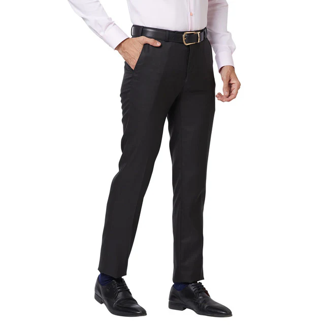 Raymond Black Checks Slim Fit Polyester Blend Trouser - Image 2