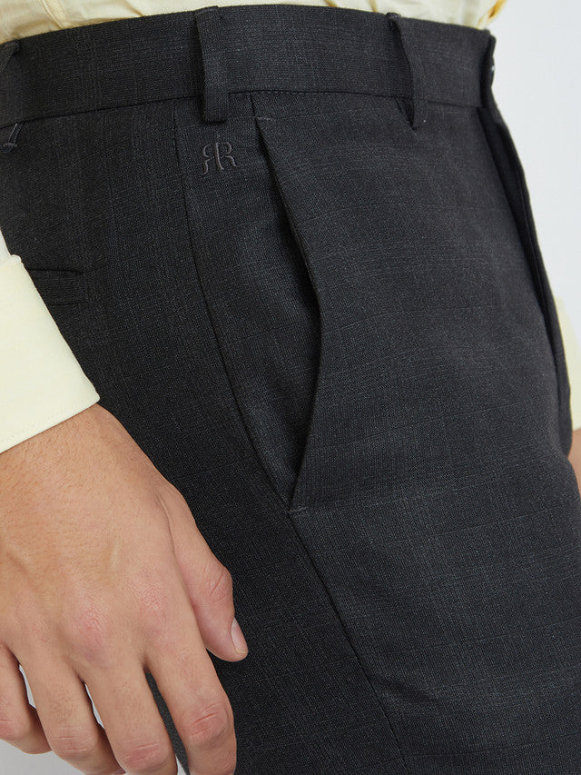 Raymond Black Checks Slim Fit Polyester Blend Trouser - Image 6