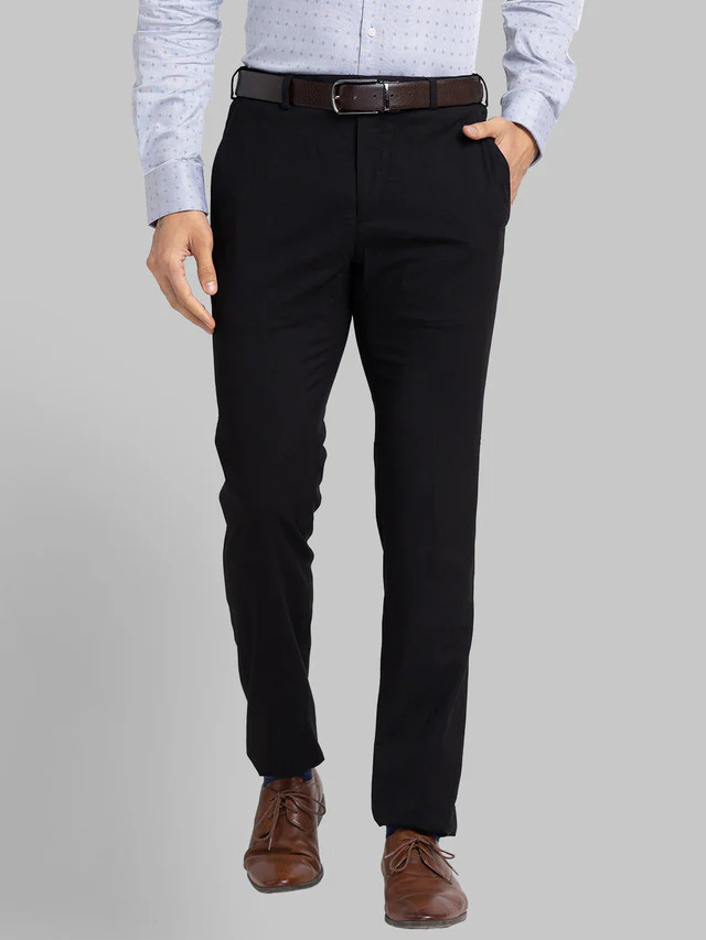 Raymond Black Checks Slim Fit Terylene Blend Trouser
