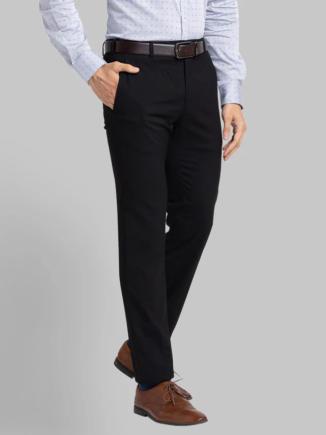 Raymond Black Checks Slim Fit Terylene Blend Trouser - Image 2