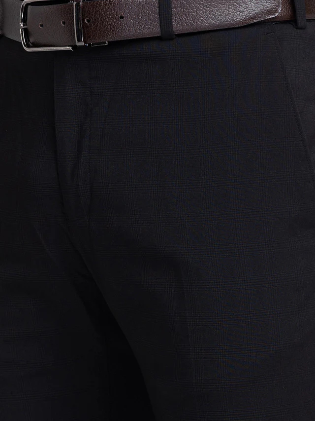 Raymond Black Checks Slim Fit Terylene Blend Trouser - Image 6