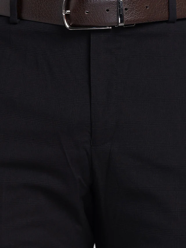 Raymond Black Checks Slim Fit Terylene Blend Trouser - Image 7