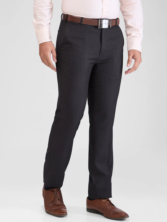 Raymond Black Solid Contemporary Fit Terylene Blend Trouser - Image 2
