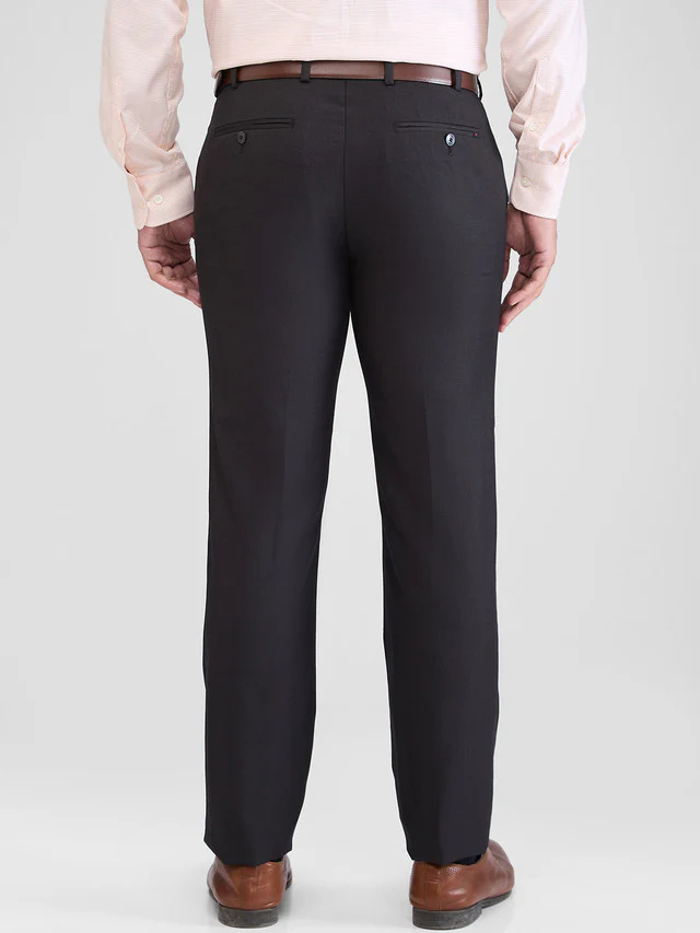 Raymond Black Solid Contemporary Fit Terylene Blend Trouser - Image 4