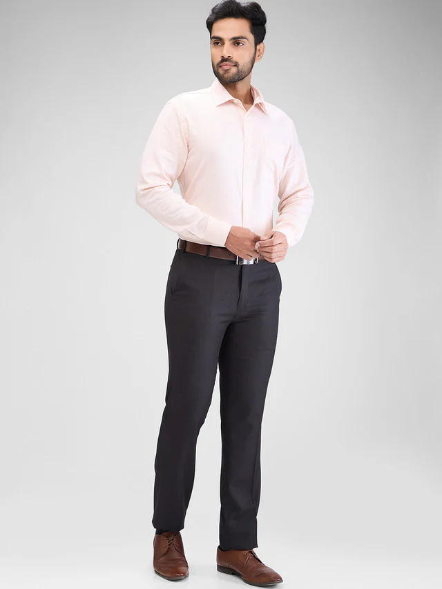 Raymond Black Solid Contemporary Fit Terylene Blend Trouser - Image 5