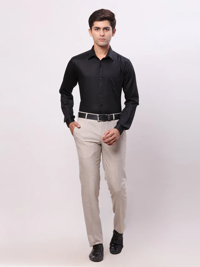 Raymond Black Solid Slim Fit Cotton Formal Shirt - Image 5