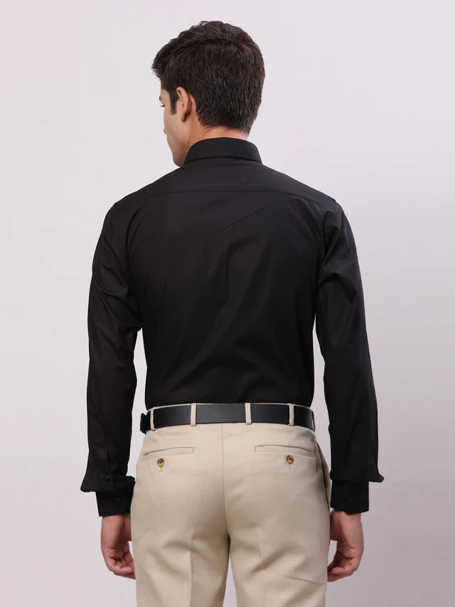 Raymond Men Black Slim Fit Solid Formal Shirt - Image 4