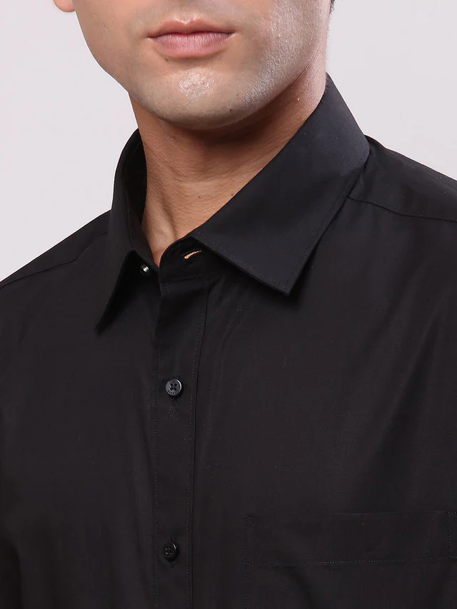 Raymond Men Black Slim Fit Solid Formal Shirt - Image 6