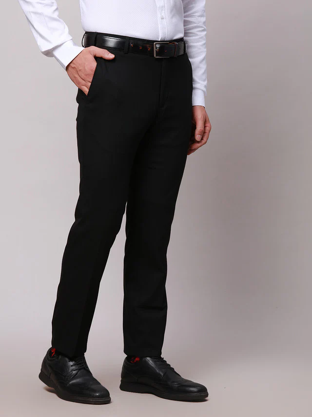 Raymond Black Solid Slim Fit Polyester Blend Trouser - Image 2