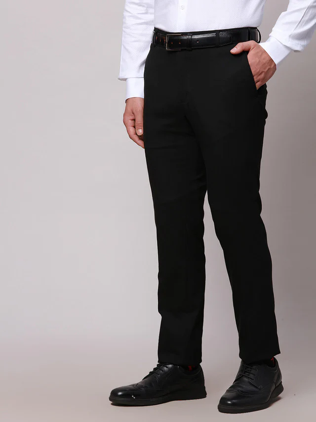 Raymond Black Solid Slim Fit Polyester Blend Trouser - Image 3