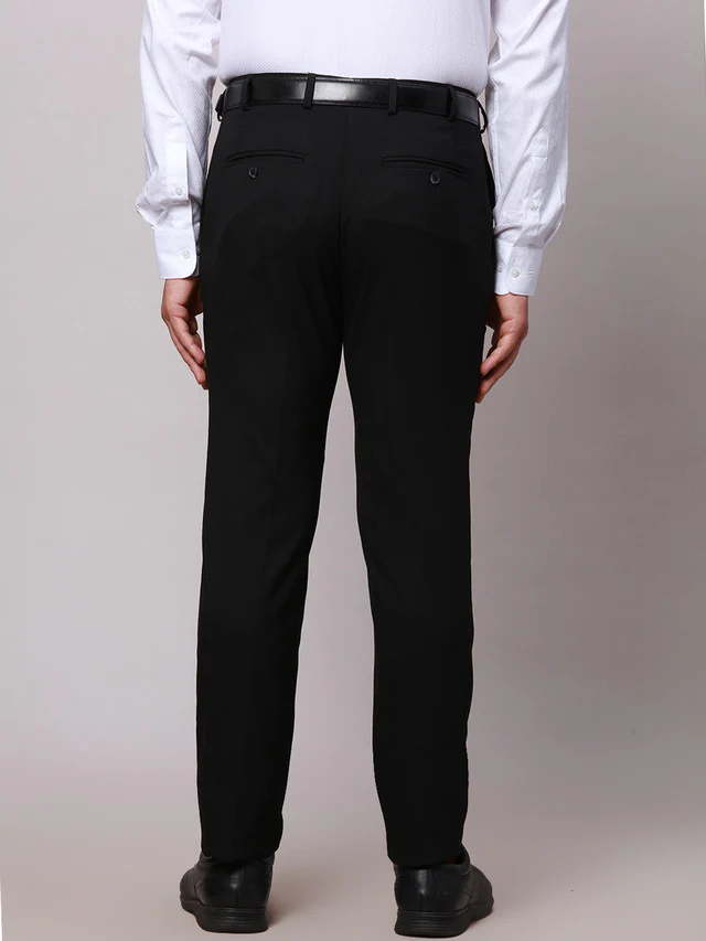 Raymond Black Solid Slim Fit Polyester Blend Trouser - Image 4