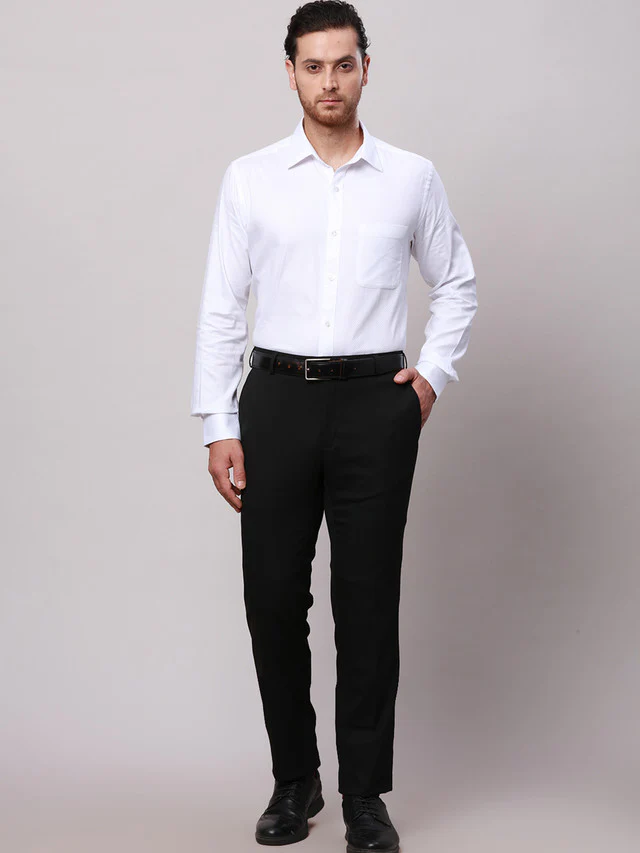 Raymond Black Solid Slim Fit Polyester Blend Trouser - Image 5