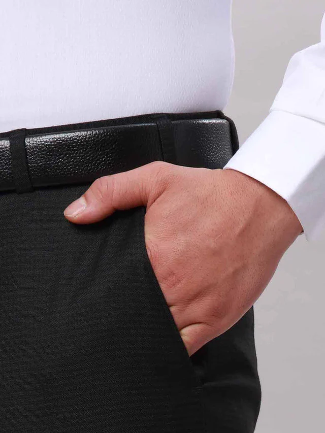 Raymond Black Solid Slim Fit Polyester Blend Trouser - Image 7