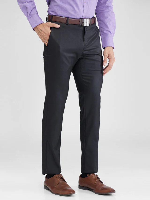 Raymond Black Solid Slim Fit Polyester Blend Trouser - Image 2