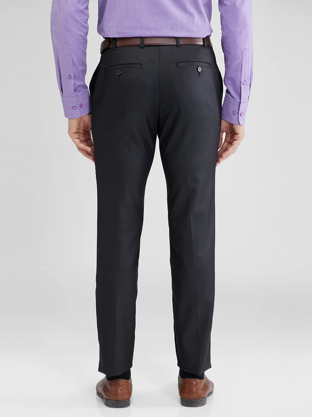 Raymond Black Solid Slim Fit Polyester Blend Trouser - Image 5